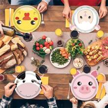25pcs Farm Animal Theme Party Plate Set, Cartoon Animal Shaped Paper Plates, Kitchen Birthday Party Supplies, Suitable For Multiple People, Camping, Theme Gathering Decoration