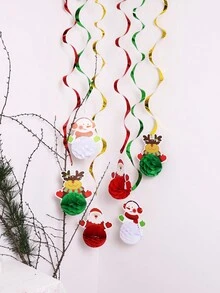 Juego de 6 adornos decorativos colgantes en espiral de panal de abeja para manualidades navideñas, hechos de material de panal de papel, diseñados con patrones de Papá Noel, renos y muñecos de nieve, adecuados para fiestas navideñas, decoración de tiendas y decoraciones para fiestas en el hogar