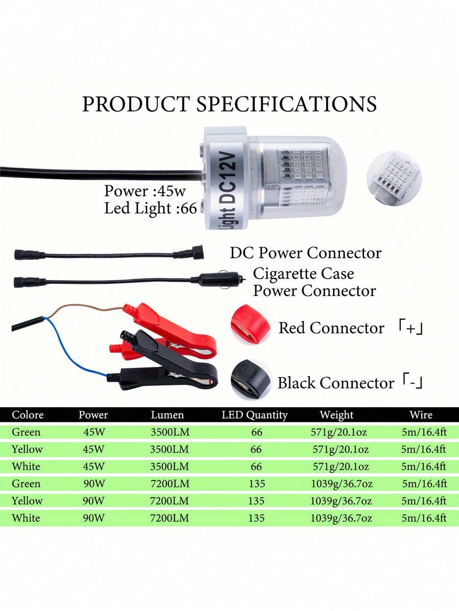 GOTURE Goture 1pc Fishing LED Underwater Fishing Light 5m/16.4ft Main