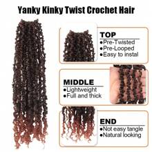 Yanky Twist Crochet Hair 12Inch,10Packs Passion Twist Crochet Hair For  Women Soft Crochet Hair Pre Looped For Senegalese Twist Hair Extension - T350 - 查看 4