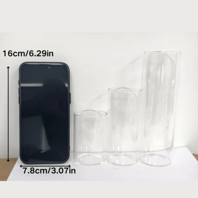 1/6/10/16PCS Clear Cylinder Glass Candle Holder, Slim Pillar High Borosilicate Glass Candle Holder, Heat Resistant Glass Flower Vase For Wedding, Festival Party, Decorative Tabletop Candlestick Display, Festival Evening Party Background Decoration Candle Cup, Candle