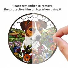 1pc Charming Jack Russell Terrier Colorful Glass Ornament, 2D - A Perfect Gift For Dog Lovers, Suitable For Home, Office Or Party Decoration