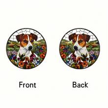 1pc Charming Jack Russell Terrier Colorful Glass Ornament, 2D - A Perfect Gift For Dog Lovers, Suitable For Home, Office Or Party Decoration