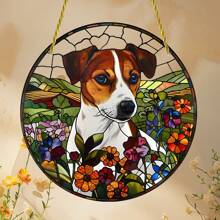 1pc Charming Jack Russell Terrier Colorful Glass Ornament, 2D - A Perfect Gift For Dog Lovers, Suitable For Home, Office Or Party Decoration