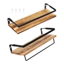Étagère murale rustique en bois Étagère de cuisine Étagère flottante vintage pour montage mural, étagère murale avec porte-serviettes pour chambre, salon, bureau, salle de bain