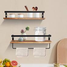 Étagère murale rustique en bois Étagère de cuisine Étagère flottante vintage pour montage mural, étagère murale avec porte-serviettes pour chambre, salon, bureau, salle de bain