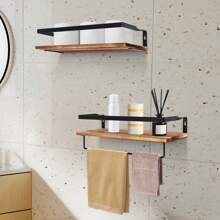Étagère murale rustique en bois Étagère de cuisine Étagère flottante vintage pour montage mural, étagère murale avec porte-serviettes pour chambre, salon, bureau, salle de bain