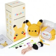 PLOXGLEM Beginner Crochet Kit For Adults: Complete Crochet Starter Kit For Adults And Kids With Easy To Crochet Yarn And Hook Step-By-Step Video Tutorials-Adorable Pika