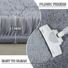1pc 9x12Ft Luxury Large Rug For Living Room, Fuzzy Plush Large Area Rug, Fluffy Modern Shag Non Slip Soft Furry Carpet For Bedroom, Study Room, Teens Dorm, Home Decor, Housewarming Gift - 灰色 - 查看 8