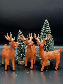 3pcs/5 Pcs Retro Imitation Deer Antlers Reindeer Tree Statue Decorations Colorful Resin Mini Deer Statues Mini Tree Ornaments Crafts Very Suitable For Decoration And Display Best Gifts Birthday