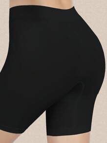 實心寬帶腰實心騎行褲,束身褲女性舒適無縫光滑安全褲,適用於裙子下著 - 黑色 - 查看 3