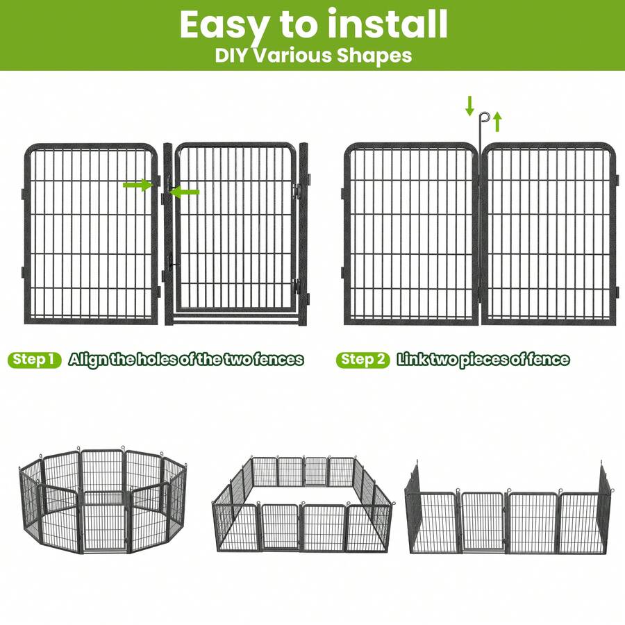 Dog Playpen 32 Inch Heavy Duty Metal Pet Playpen With Full Door 14