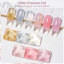 MEET ACROSS 1/6 Bộ dụng cụ nối móng bằng gel poly lấp lánh - 6 màu, 20ml Gel làm móng nhanh, lâu trôi và dễ sử dụng cho móng tay, Gel làm móng nhanh, hoàn hảo cho người mới bắt đầu, Nghệ thuật làm móng tay DIY tại tiệm làm móng tại nhà Quà tặng cho phụ nữ - Nhiều màu - Xem 8