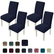 CYCMACO Chair Covers With Backrest 4/6 Pieces, Stretch Chair Cover, Universal Chair Covers For Dining Room Kitchen, Washable Removable, Easy To Clean And Durable - 藏蓝色 - 查看 2