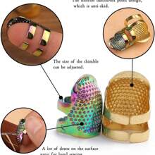 4 piezas Anillo protector ajustable de metal para el dedo, dedal protector para costura a mano, bordado, herramienta y accesorio de costura DIY