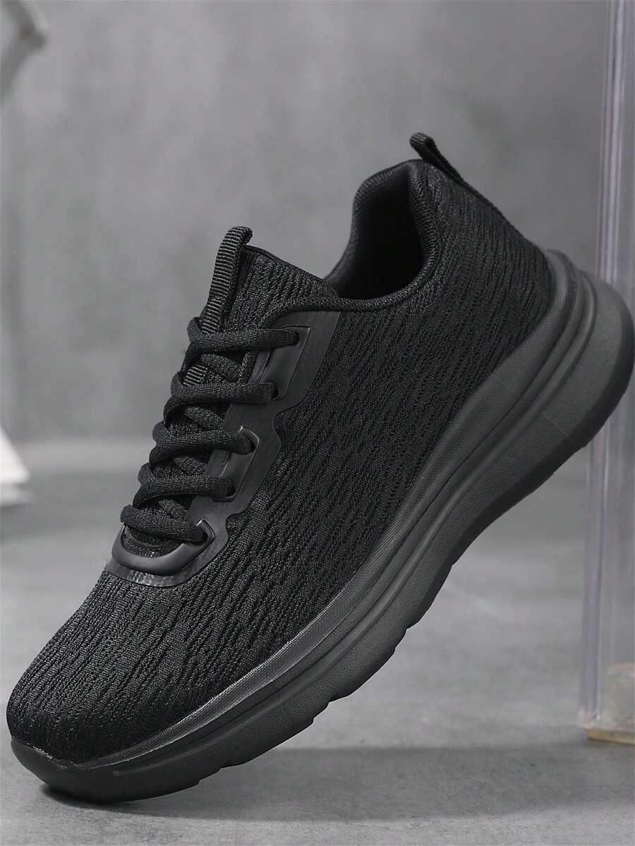 Lace-Up Sports Shoes - Fabric Breathable, MD Sole Lightweight & High Rebound, Breathable & Odor-Resistant Insole, White Casual Sports Shoes For Men And Women - Black - View 1