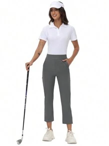 EXARUS Women's Golf Pants 7/8 Stretch Travel Casual Work Ankle Pants Pockets Petite Lightweight Quick Dry - Grey - View 8
