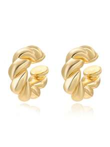 kuuioe Bộ 6 chiếc kẹp tai hình chữ C phóng đại thời trang, khuyên tai acrylic hợp thời trang cho phụ nữ không cần xỏ khuyên - bộ bông tai - Xem 5