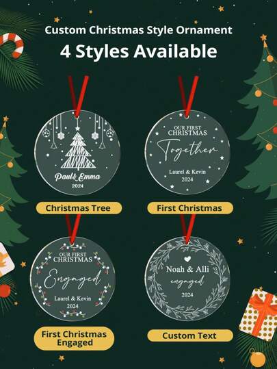 1pc Custom Name And Year Ornament, Custom Hanging Decoration, Custom Pendant, Personalized Pendant, Tree Decor, Car Decor, Home Decor, Window Hanging, Home Decorations Gift, Evergreen, Snowflakes, Gift, 4 Styles Available, 8.9*8.9cm, Idea Gift For Party, Birthday, Best Gift For Couple, Family, Friends, Gift For Him, Gift For Her, Valentine's Day, Valentine's Day Decor Gifts Graduation,Multi-Functional,Adjustable,Anti-Mold,Ornamental,Reusable,Exquisite,Adorable,High-Quality,Modern,Colorful,Cute,Comfortable,Stylish,Custom,Personalized,Unique,Ideal Gifts For Him,Ideal Gifts For Her,Boyfriend,Girlfriend,Dad,Mom,Family,Friends,Son,Daughter,School Students,Office,Tea Room,School,Home,Customized Crafts,Warm Ambience Christmas Decorations Room Decor Christmas