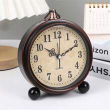 RUISUNG 1pc European Style Retro Analog Desk Clock, Large Decorative Silent Non-Ticking Clock With Night Light, Battery Powered, Suitable For Living Room, Bedroom, Office, Student, Mother's Day Gift, Easter Room Decor Digital Clock Alarm Clock Bedroom Decor Dormitory Decor Back To School School Decor School Surprise Home Decor School Supplies - Black - View 2