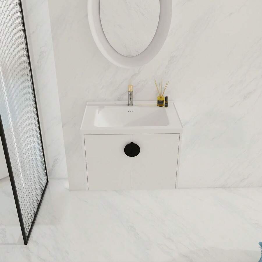 Stylish WallMounted Bathroom Vanity With TwoDoor And Ceramic