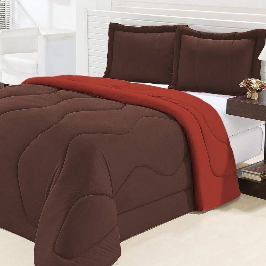Queen Size Double Sided Gel Mesh Duvet Kit 3 Pieces - Marrón con Azulejo - Ver 1