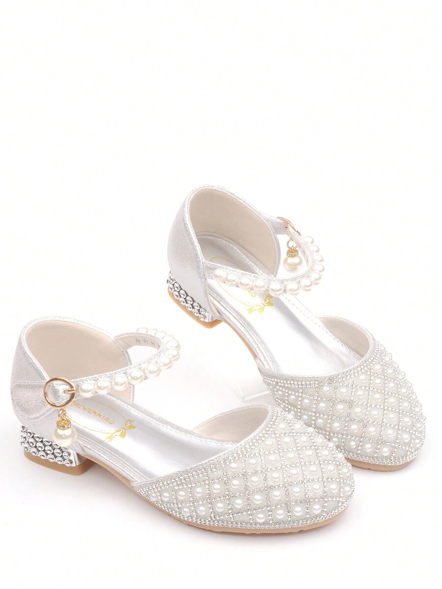 Kids Crystal High Heels Girls Princess Shoes Rhinestone Dress Shoes