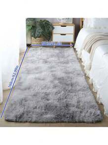 1 pieza Alfombra de poliéster, alfombra de dormitorio con diseño Tie Dye peluda para sala de estar, decoración de habitación - Gris - Ver 1
