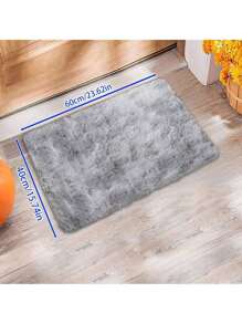 1 pieza Alfombra de poliéster, alfombra de dormitorio con diseño Tie Dye peluda para sala de estar, decoración de habitación - Gris - Ver 6