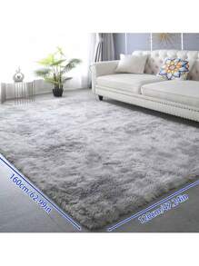 1 pieza Alfombra de poliéster, alfombra de dormitorio con diseño Tie Dye peluda para sala de estar, decoración de habitación - Gris - Ver 8