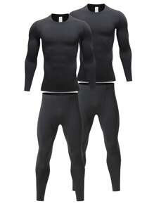 2 zestawy męskiej czarnej bielizny termicznej Ochrona przed zimnem na zewnątrz Ciepła podstawa Ciepłe, ciepłe ubrania Komfort domowy Elastyczne piżamy Prezenty na jesień i zimę