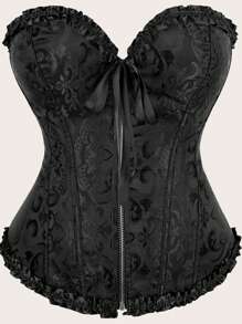 Zippered Corset Palace Style Corset With Boning To Shape Waist And Push Up Bust, Sexy Jacquard Shapewear Top, Suitable For Wearing With A Dress, Christmas Top