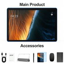 10 Inch Android Tablet,  Android 13 Tablets 7GB (3+4) RAM 64GB ROM, 1TB SD Expansion, 5G Dual Band WIFI6 Tablet, 2MP+8MP Camera, 6000mAh Battery, 1280*800 IPS HD Tablet PC, 2 In 1 Tablet With Keyboard, Case, Stylus - Màu xanh lam - Xem 8