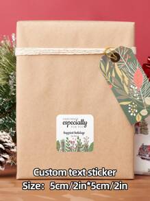 24pcs/48pcs/72pcs Holiday Greenery Handmade Especially For You Square Sticker Personalized Christmas Stickers Christmas Doodles Gifts Labels Tags