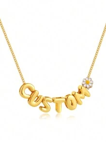 Customized Bubble Letter Name Necklace, Minimalist Design Gift For Mother Or Daughter Back To School Winter Gift Ideas Boy Girl Valentine's Day