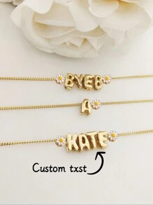 Customized Bubble Letter Name Necklace, Minimalist Design Gift For Mother Or Daughter Back To School Winter Gift Ideas Boy Girl Valentine's Day