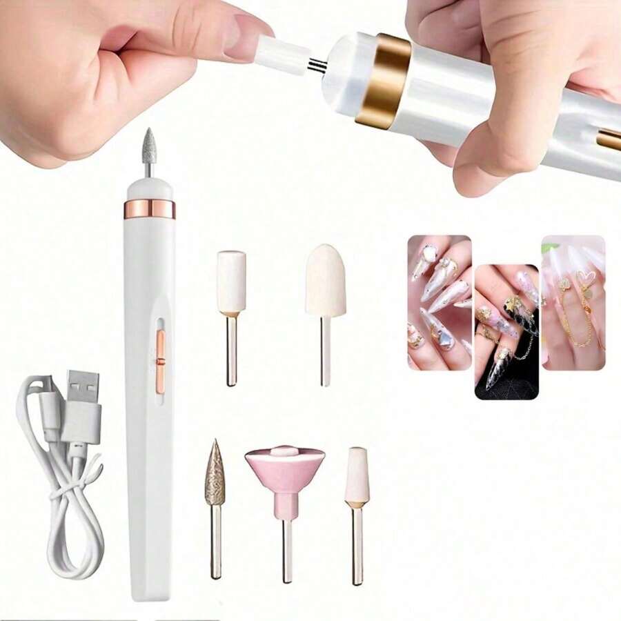 五合一电动指甲油钻机带灯便携式迷你电动美甲笔工具用于凝胶去除剂 - 妈妈礼物情人节礼物男友礼物情人节礼物粉色可爱圣帕特里克节