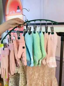 1 chiếc kẹp sấy vải cong bằng thép không gỉ, móc treo quần áo chống gió đa năng cho tủ quần áo, ký túc xá, trang trí - Nhiều màu - Xem 5