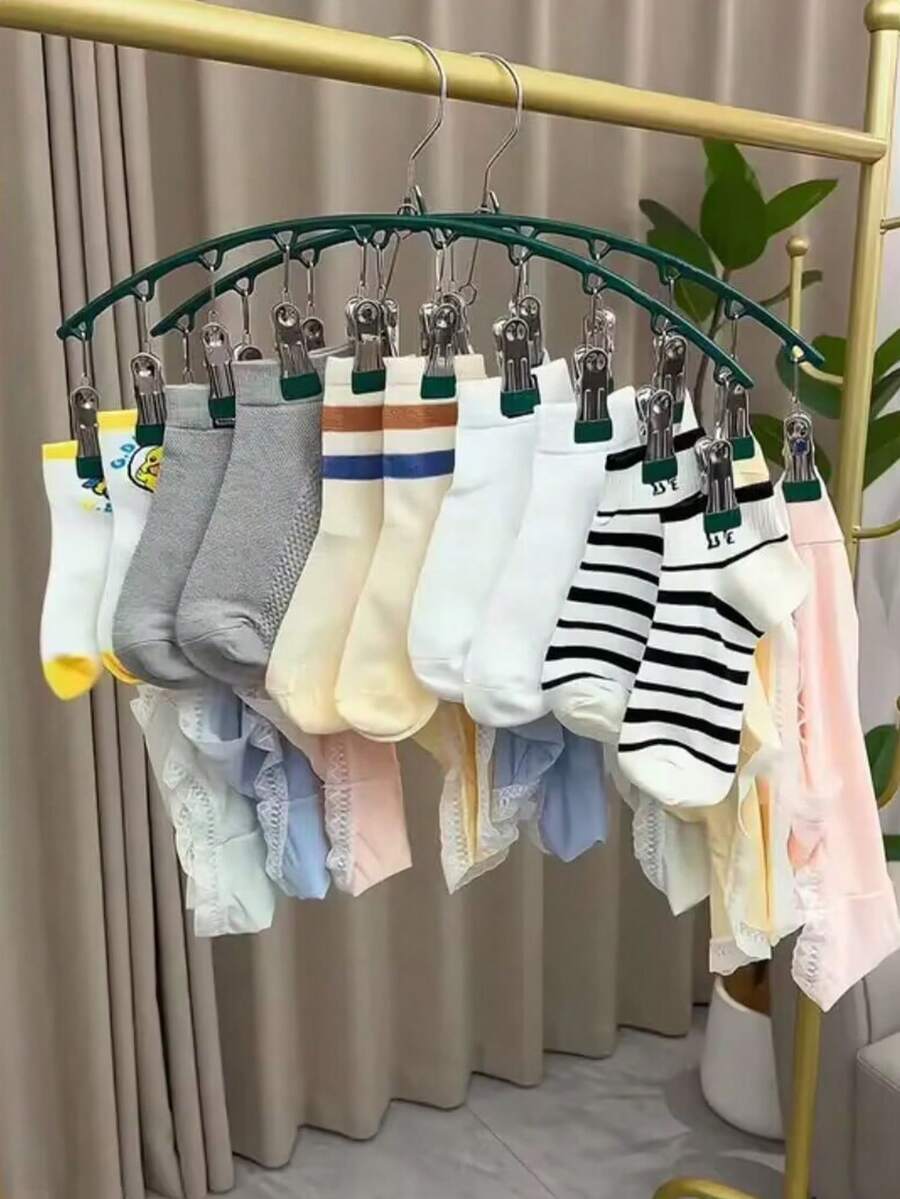 1 chiếc kẹp sấy vải cong bằng thép không gỉ, móc treo quần áo chống gió đa năng cho tủ quần áo, ký túc xá, trang trí