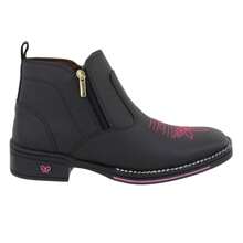 Women's Texan Boot Short Shaft Square Toe Synthetic Leather Super Comfort - 黑色 - 查看 5
