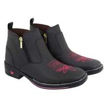 Women's Texan Boot Short Shaft Square Toe Synthetic Leather Super Comfort - 黑色 - 查看 4