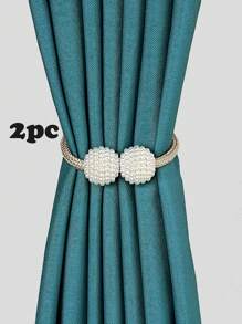 2pcs Pearl Plastic Buckle Window Curtain Tieback - Champagne - View 11