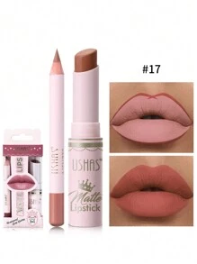 Ushas, 1 Set, Lápices labiales mate nude de larga duración con delineador de labios - Resistente al agua, 12 tonos, cosméticos esenciales para uso diario, para todo tipo de piel - Cuidado de labios de larga duración, hidratante y nutritivo para mujeres
