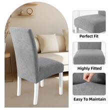 CYCMACO Chair Covers With Backrest 4/6 Pieces, Kitchen Chair Covers, Stretch Chair Cover, Universal Dining Room Chair Covers, Washable Removable, Easy To Clean - Màu Xám nhạt - Xem 4
