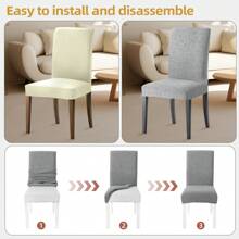 CYCMACO Chair Covers With Backrest 4/6 Pieces, Kitchen Chair Covers, Stretch Chair Cover, Universal Dining Room Chair Covers, Washable Removable, Easy To Clean - Màu Xám nhạt - Xem 6