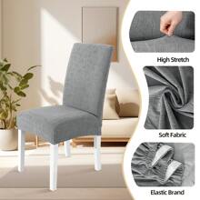 CYCMACO Chair Covers With Backrest 4/6 Pieces, Kitchen Chair Covers, Stretch Chair Cover, Universal Dining Room Chair Covers, Washable Removable, Easy To Clean - Màu Xám nhạt - Xem 3