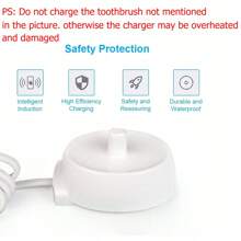 1入白色usb充電器電動牙刷替換充電器,便攜式,適合旅行,更加安全,兼容大多數 Oral B 牙刷充電底座感應充電器,防水等級 Ipx7 - 白色 - 查看 7