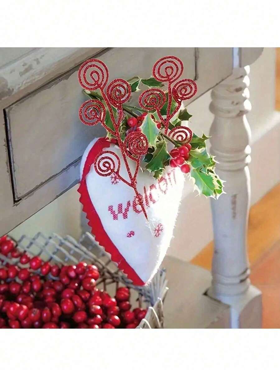 10Pcs Christmas Curly Tree Picks Sprays Twigs 12 Inch Decorative Candy
