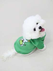 Quần áo thú cưng cho mùa thu/đông, áo nỉ cổ tròn in hình chú chó hoạt hình dễ thương cho mèo và chó - màu đen - Xem 6