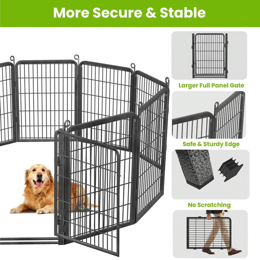 Dog Playpen 32 Inch Heavy Duty Metal Pet Playpen With Full Door 10